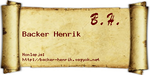 Backer Henrik névjegykártya